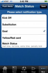 a screenshot of a football application