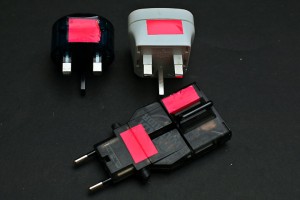 a group of electrical plugs