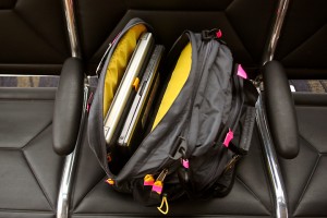 a laptops in a backpack