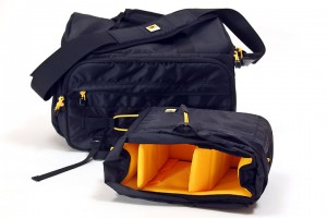 a black bag with yellow inside