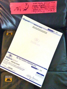 a white paper on a black surface