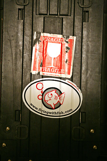 a stickers on a door
