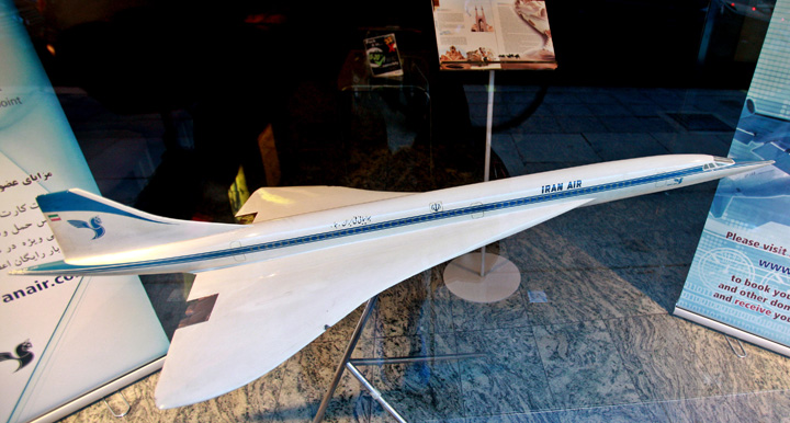 a model airplane on display