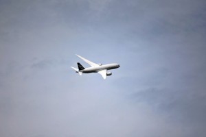 a plane flying in the sky