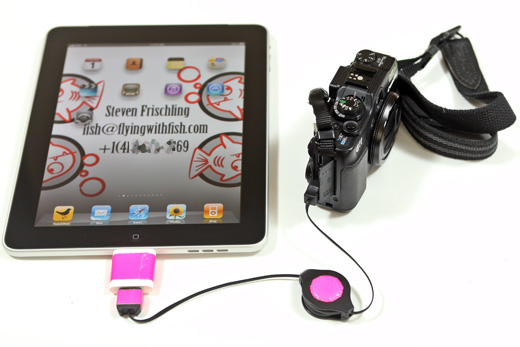 a camera connected to a tablet
