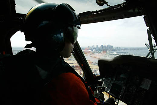 a person in a helicopter cockpit