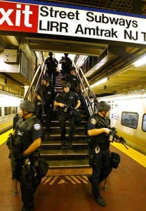 a group of police officers on a train