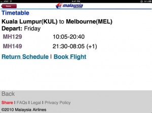 a screenshot of a flight schedule