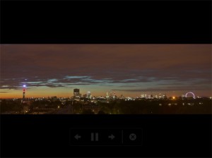 a city skyline at night