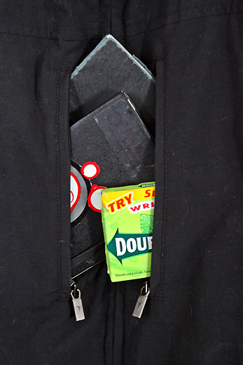 a black pocket with a black object in it