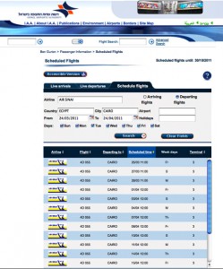 a screenshot of a flight schedule