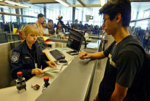 a man and woman at a counter
