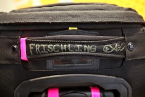 a close up of a black bag