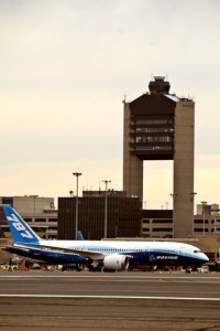 a plane on the runway