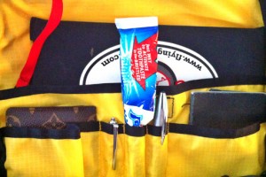 a toothpaste in a yellow bag