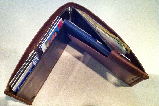 a wallet with cards inside