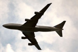 a large airplane flying in the sky