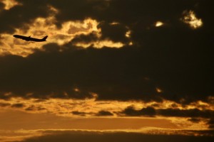 a plane flying in the sky