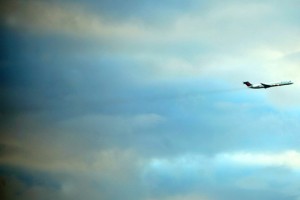 a plane flying in the sky