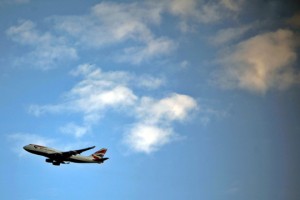 a plane flying in the sky