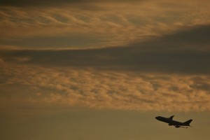 a plane flying in the sky