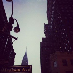 a street sign in a city
