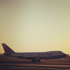 a plane on the runway